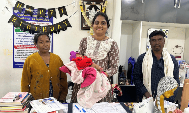 Doctor with patient after delivery